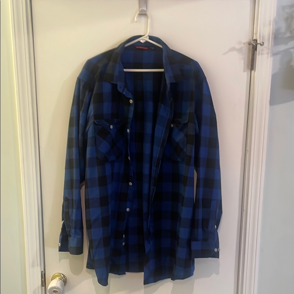 Blue and Black Plaid Shirt